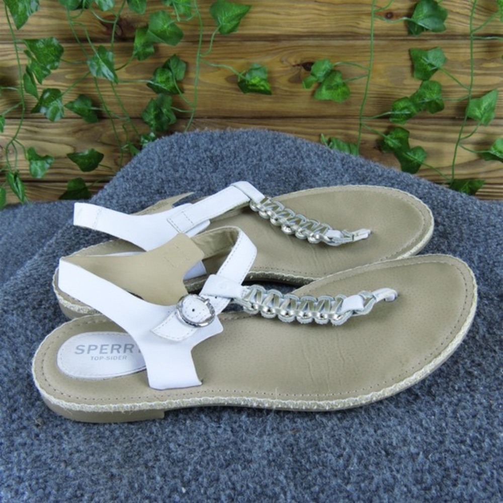 Sperry Women Ankle Strap White Leather Sz 8.5 Medium Gently Used 2025 - Picture 3 of 6